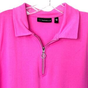 Rafaella Wms XL Bright Pink Front Zip Sleeveless Pullover Top Summer Casual